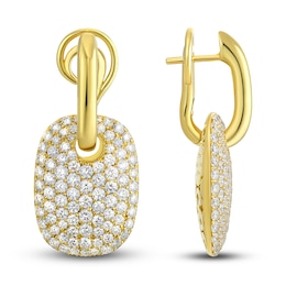 Crivelli Diamond Dangle Earrings 3-5/8 ct tw Round 18K Yellow Gold