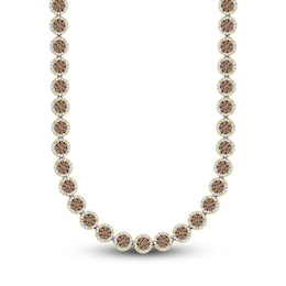 Bourbon-Colored Diamonds Men's White & Brown Diamond Necklace 6 ct tw Round 10K Yellow Gold 22&quot;