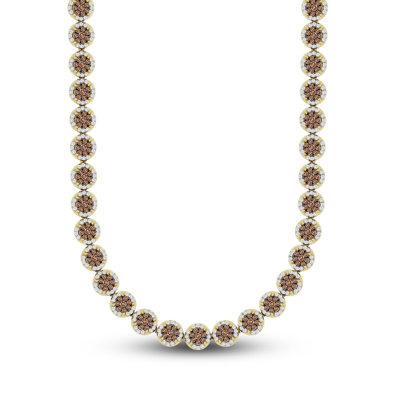 Main Image 1 of The New Fashioned Men's Bourbon-Colored & White Diamond Necklace 6 ct tw Round 10K Yellow Gold 22”