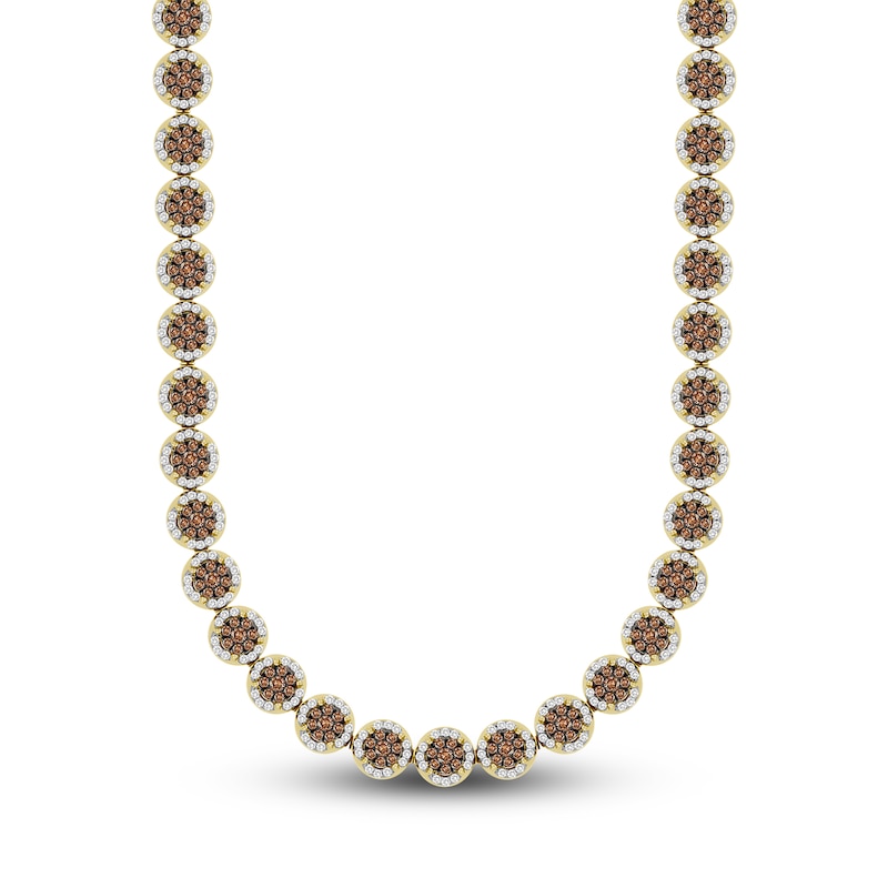 Bourbon-Colored Diamonds Men's White & Brown Diamond Necklace 6 ct tw Round 10K Yellow Gold 22"