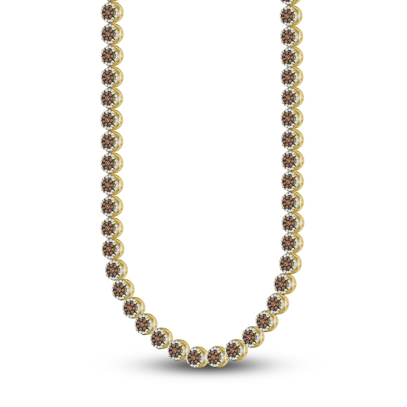 Main Image 2 of The New Fashioned Men's Bourbon-Colored & White Diamond Necklace 6 ct tw Round 10K Yellow Gold 22”