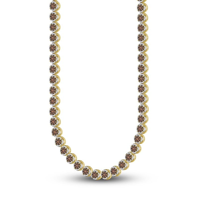 Bourbon-Colored Diamonds Men's White & Brown Diamond Necklace 6 ct tw Round 10K Yellow Gold 22"