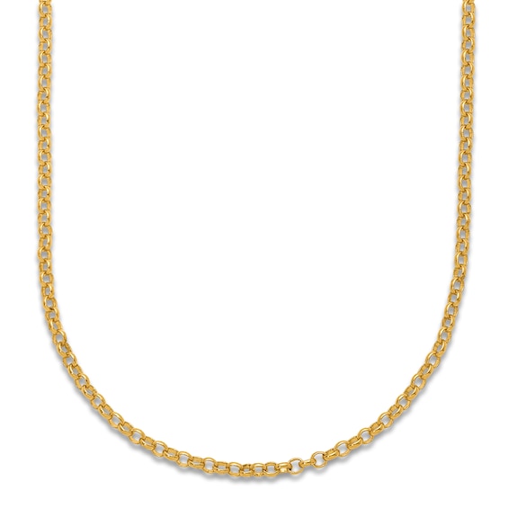 High-Polish Rolo Link Chain 24K Yellow Gold 16" 2.1mm
