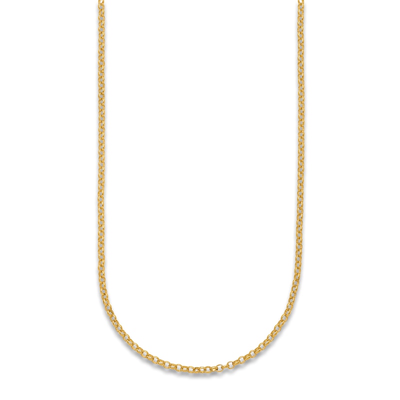 Main Image 2 of High-Polish Rolo Link Chain 24K Yellow Gold 16" 2.1mm