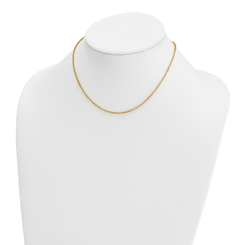 Main Image 3 of High-Polish Rolo Link Chain 24K Yellow Gold 16" 2.1mm