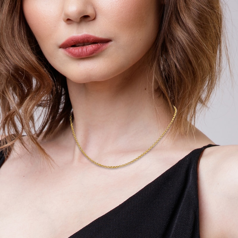 Main Image 5 of High-Polish Rolo Link Chain 24K Yellow Gold 16" 2.1mm
