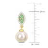 Thumbnail Image 2 of Freshwater Cultured Pearl & Natural Emerald Drop Earrings 1/8 ct tw Diamonds 14K Yellow Gold