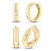 Thumbnail Image 0 of High-Polish & Ribbed Huggie Hoop Earring Set 14K Yellow Gold