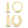 Thumbnail Image 1 of High-Polish & Ribbed Huggie Hoop Earring Set 14K Yellow Gold