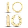 Thumbnail Image 2 of High-Polish & Ribbed Huggie Hoop Earring Set 14K Yellow Gold