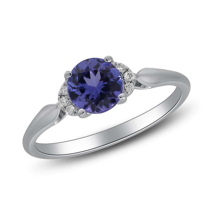 Main Image 2 of Natural Tanzanite & Diamond Engagement Ring 1/20 ct tw 14K White Gold