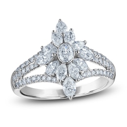 Oval, Round & Marquise-Cut Diamond Ring 1-1/4 ct tw 14K White Gold