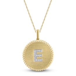 Diamond Initial E Pendant Necklace 1/20 ct tw 14K Yellow Gold