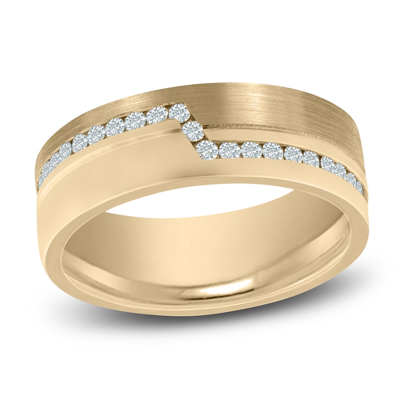 Main Image 1 of Diamond Angled Channel Wedding Band 1/5 ct tw 14K Yellow Gold 6mm