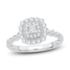 Thumbnail Image 1 of Princess & Round-Cut Diamond Double Halo Engagement Ring 1/2 ct tw 14K White Gold