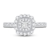 Thumbnail Image 3 of Princess & Round-Cut Diamond Double Halo Engagement Ring 1/2 ct tw 14K White Gold