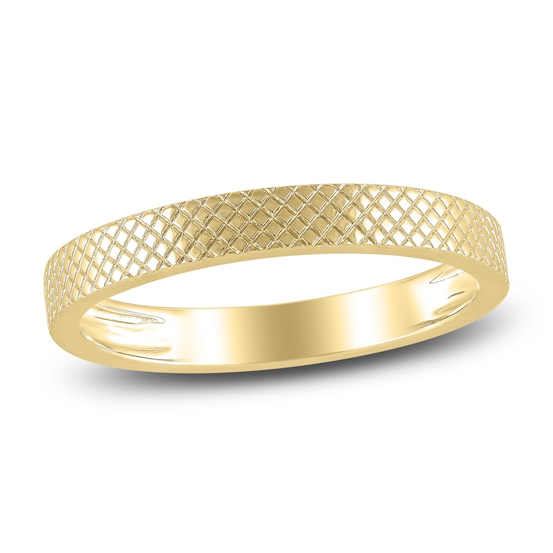 Main Image 1 of High-Polish Textured Wedding Band 14K Yellow Gold 2.90mm