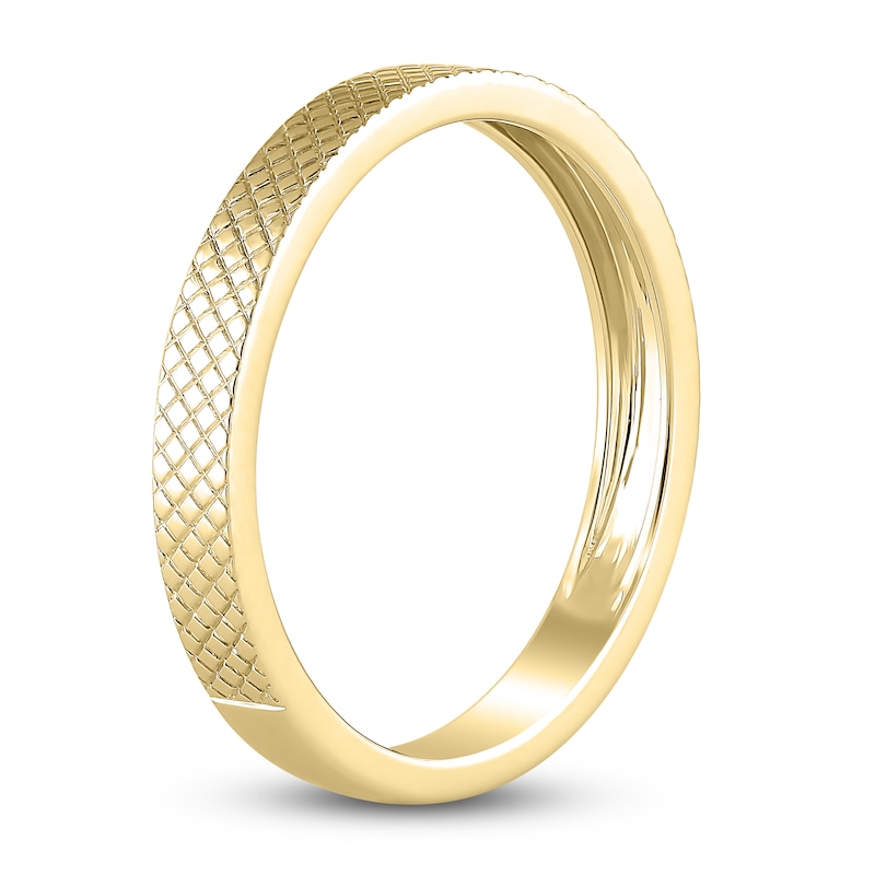 Main Image 2 of High-Polish Textured Wedding Band 14K Yellow Gold 2.90mm