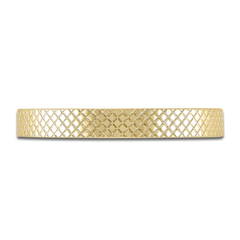 Main Image 3 of High-Polish Textured Wedding Band 14K Yellow Gold 2.90mm