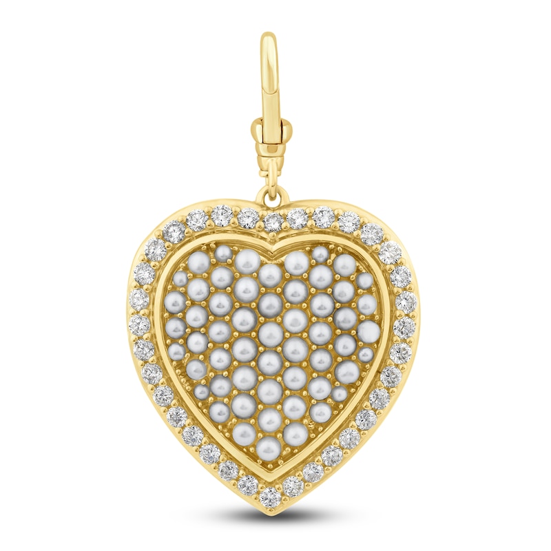 Main Image 1 of Charm'd by Lulu Frost Puffy Pavé Cultured Pearl Locket Charm 1 ct tw Diamonds 10K Yellow Gold