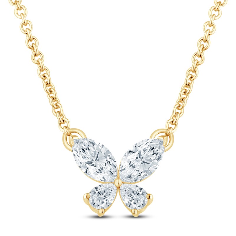 Pnina Tornai Marquise & Pear-Shaped Diamond Butterfly Necklace 3/8 ct tw 14K Yellow Gold