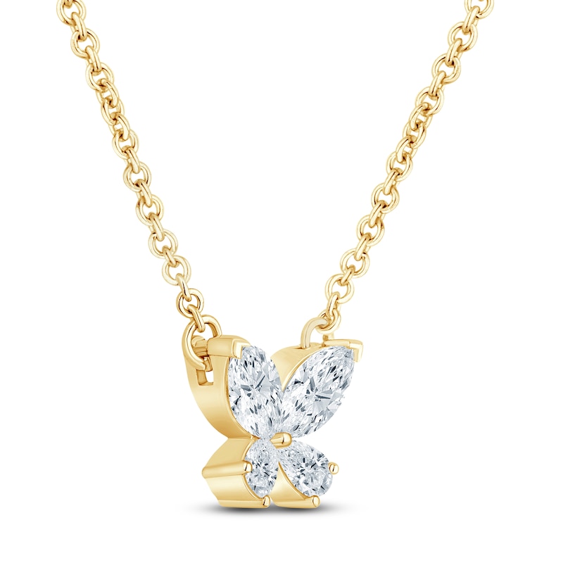 Pnina Tornai Marquise & Pear-Shaped Diamond Butterfly Necklace 3/8 ct tw 14K Yellow Gold