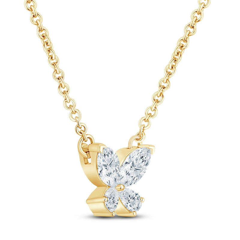 Main Image 2 of Pnina Tornai Marquise & Pear-Shaped Diamond Butterfly Necklace 3/8 ct tw 14K Yellow Gold