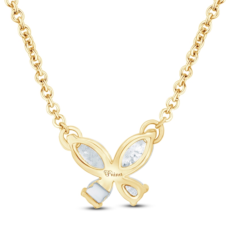 Pnina Tornai Marquise & Pear-Shaped Diamond Butterfly Necklace 3/8 ct tw 14K Yellow Gold