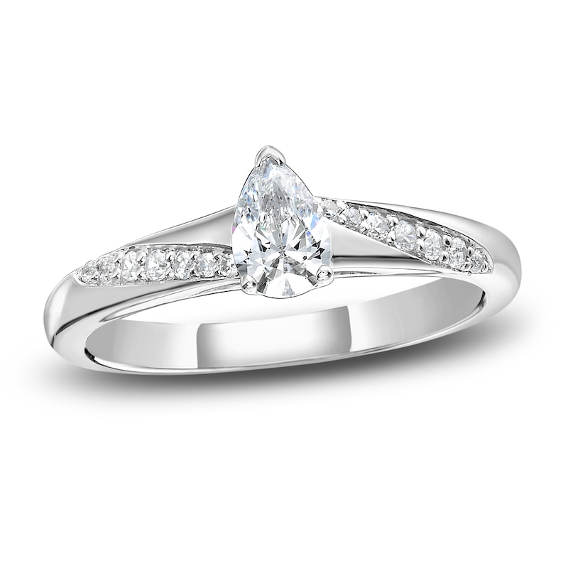 Main Image 1 of Pear-Shaped Diamond Engagement Ring 5/8 ct tw 14K White Gold