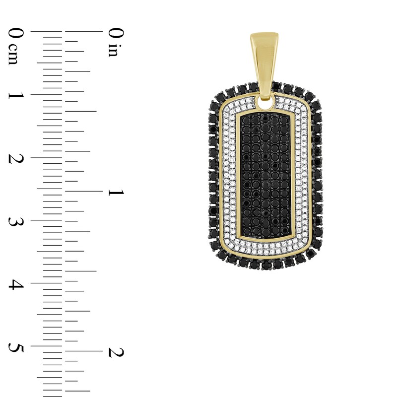 Main Image 2 of Men's Black & White Diamond Dog Tag Charm 1-3/4 ct tw 10K Yellow Gold
