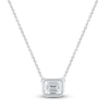 Thumbnail Image 1 of Square-Emerald-Cut Lab-Grown Diamond Bezel-Set Solitaire Necklace 1 ct tw 18K White Gold 18" (F/VS2)