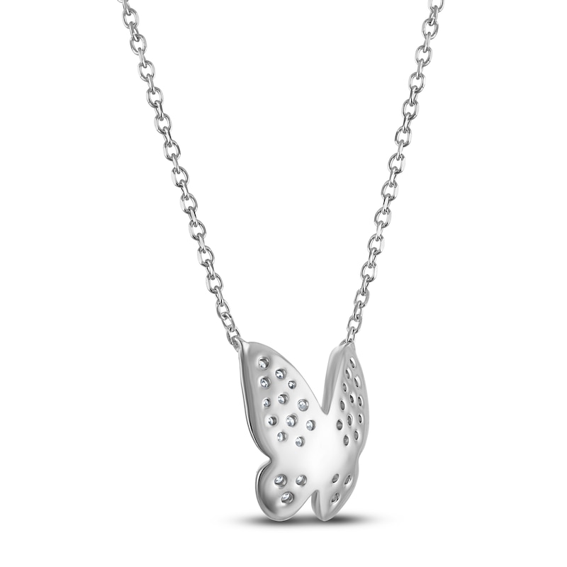 Main Image 3 of Diamond Pavé Butterfly Necklace 1/4 ct tw Sterling Silver 18"