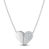 Thumbnail Image 1 of Diamond Heart Halves Necklace 1/4 ct tw Sterling Silver 18"