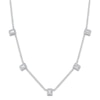Thumbnail Image 1 of Shy Creation Baguette-Cut Diamond Station Necklace 1/4 ct tw 14K White Gold 18" SC55025241