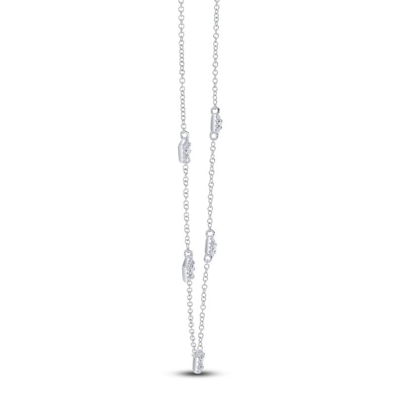 Main Image 2 of Shy Creation Baguette-Cut Diamond Station Necklace 1/4 ct tw 14K White Gold 18" SC55025241