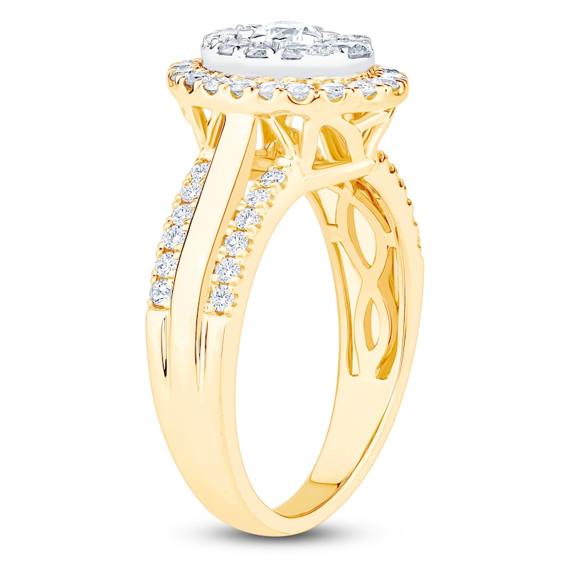 Main Image 2 of Brilliant Moments Multi-Diamond Oval Halo Engagement Ring 1 ct tw 14K Two-Tone Gold