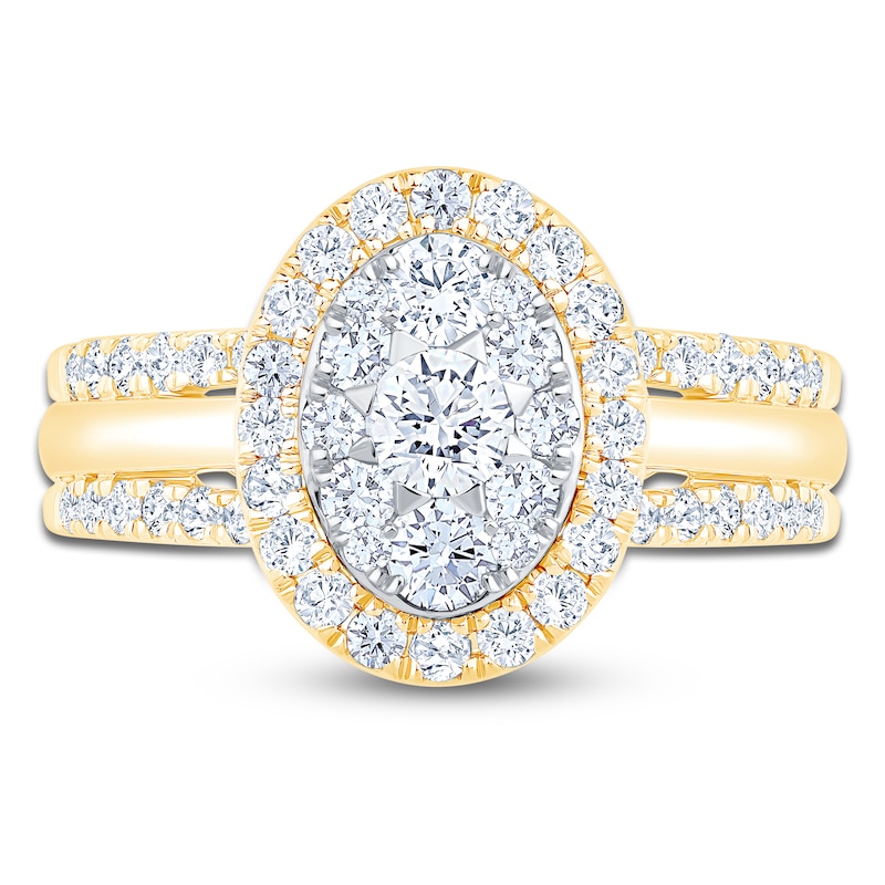 Main Image 3 of Brilliant Moments Multi-Diamond Oval Halo Engagement Ring 1 ct tw 14K Two-Tone Gold