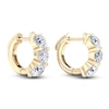 Thumbnail Image 3 of Lab-Grown Diamond Three-Stone Huggie Hoop Earrings 4 ct tw 14K Yellow Gold