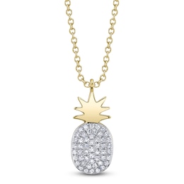 Shy Creation Diamond Pineapple Necklace 1/10 ct tw 14K Yellow Gold 18" SC55025564V2RD