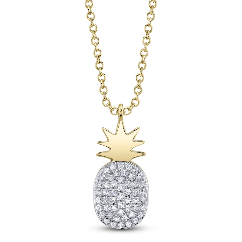 Main Image 1 of Shy Creation Diamond Pineapple Necklace 1/10 ct tw 14K Yellow Gold 18" SC55025564V2RD