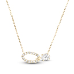 Oval-Cut Lab-Grown Diamond Oval Link Necklace 1-1/2 ct tw 14K Yellow Gold 18"