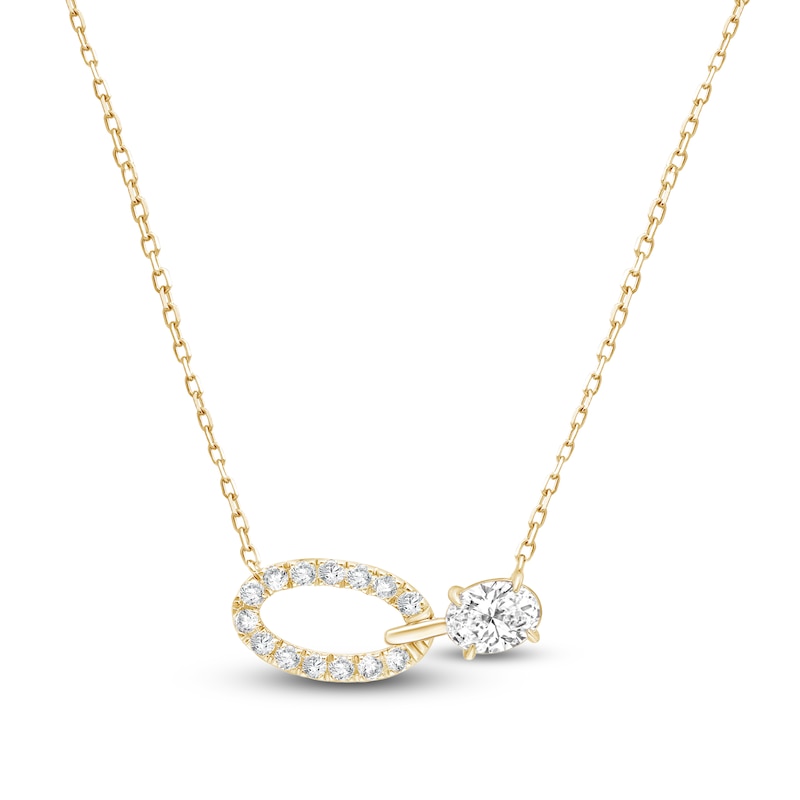 Main Image 1 of Oval-Cut Lab-Grown Diamond Oval Link Necklace 1-1/2 ct tw 14K Yellow Gold 18"