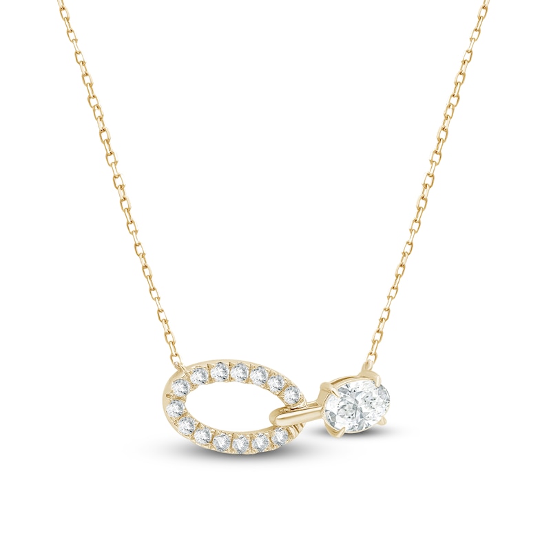 Main Image 2 of Oval-Cut Lab-Grown Diamond Oval Link Necklace 1-1/2 ct tw 14K Yellow Gold 18"