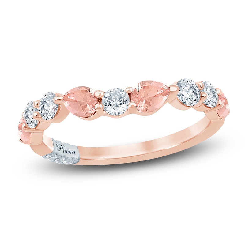 Main Image 1 of Pnina Tornai Pear-Shaped Natural Morganite & Round-Cut Diamond Anniversary Ring 1/2 ct tw 14K Rose Gold