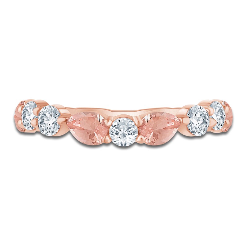Main Image 3 of Pnina Tornai Pear-Shaped Natural Morganite & Round-Cut Diamond Anniversary Ring 1/2 ct tw 14K Rose Gold