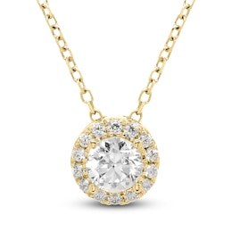 Brilliant Moments Diamond Halo Necklace 1/4 ct tw 14K Yellow Gold 18"