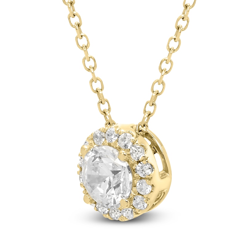 Main Image 2 of Brilliant Moments Diamond Halo Necklace 1/4 ct tw 14K Yellow Gold 18"