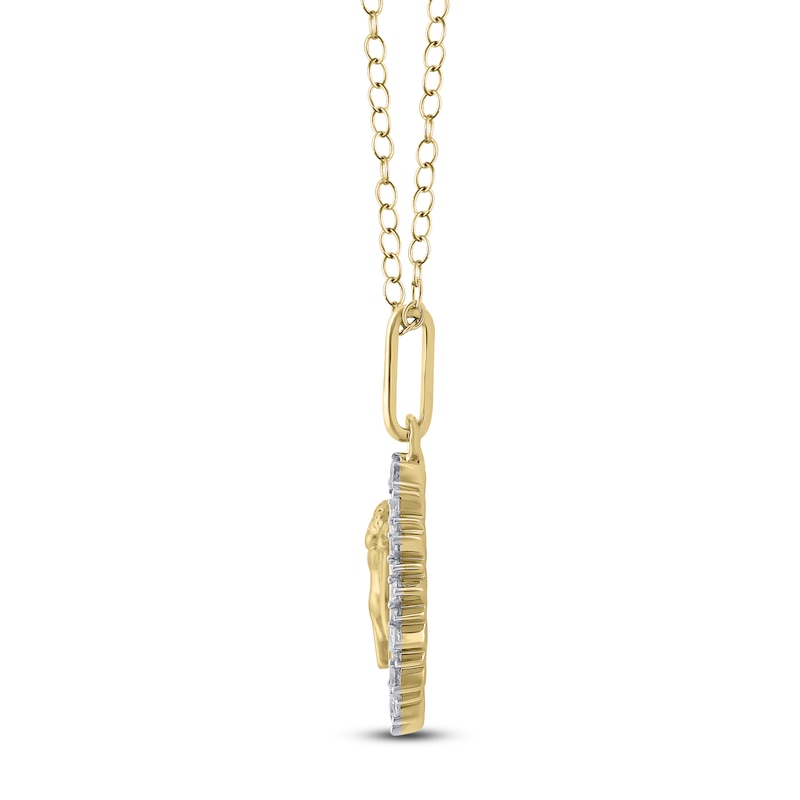 Main Image 3 of Diamond Angel Number 444 Medallion Necklace 1/4 ct tw 10K Yellow Gold 18"