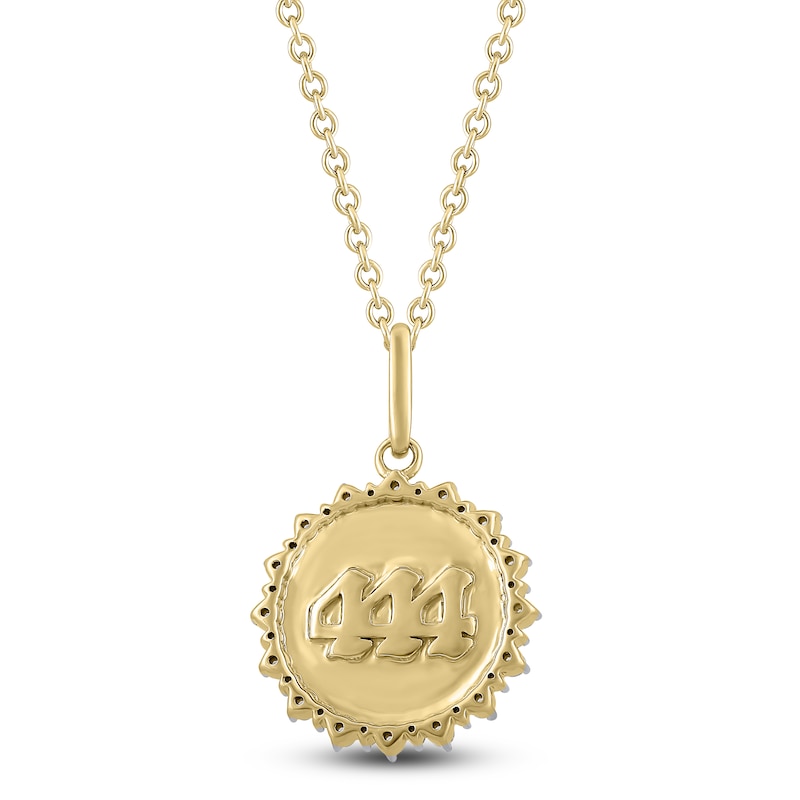 Main Image 4 of Diamond Angel Number 444 Medallion Necklace 1/4 ct tw 10K Yellow Gold 18"