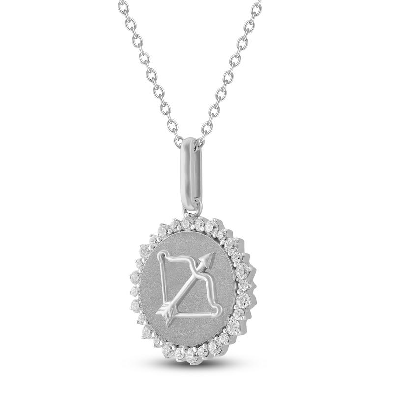 Main Image 2 of Diamond Zodiac Sagitarius Medallion Necklace 1/3 ct tw Sterling Silver 18"